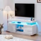 47.24 in. Modern White TV Stand Fits TVs up to 55 in. with Outlets and RGB LED Light Strip