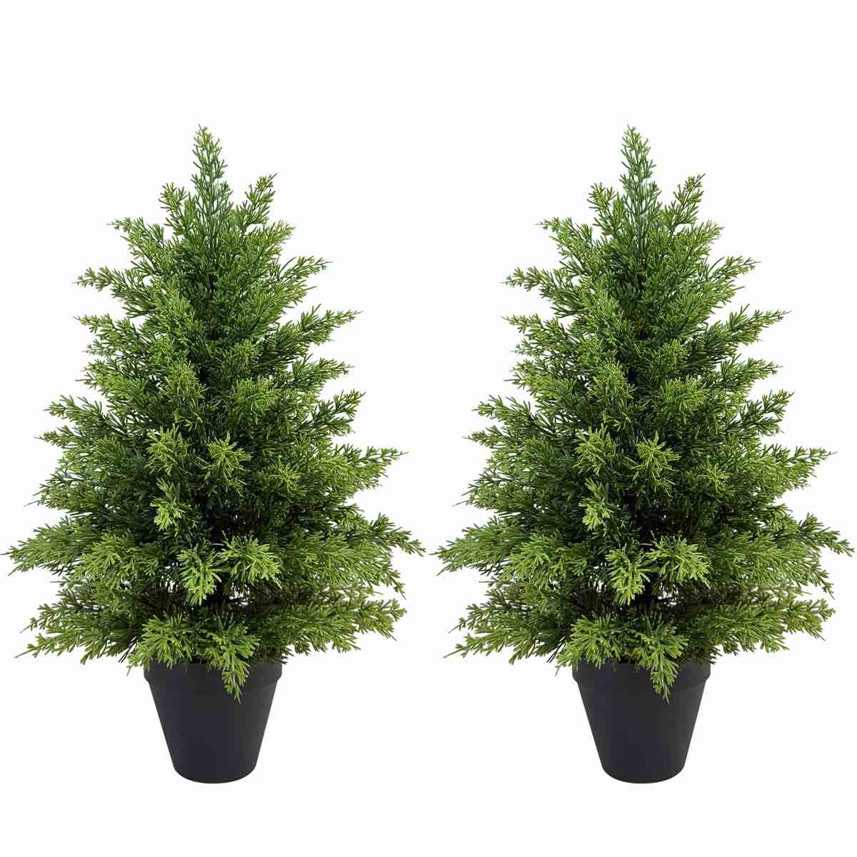 Condition photo showing Good Condition for Artificial Cypress Mini Tree, Realistic Fake Tree Potted Plant, Green Pot Base