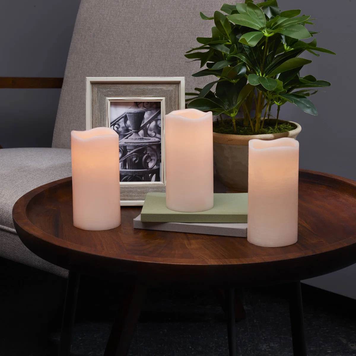 Mikasa Wavy Top LED Unscented Wax Pillar LED Candles