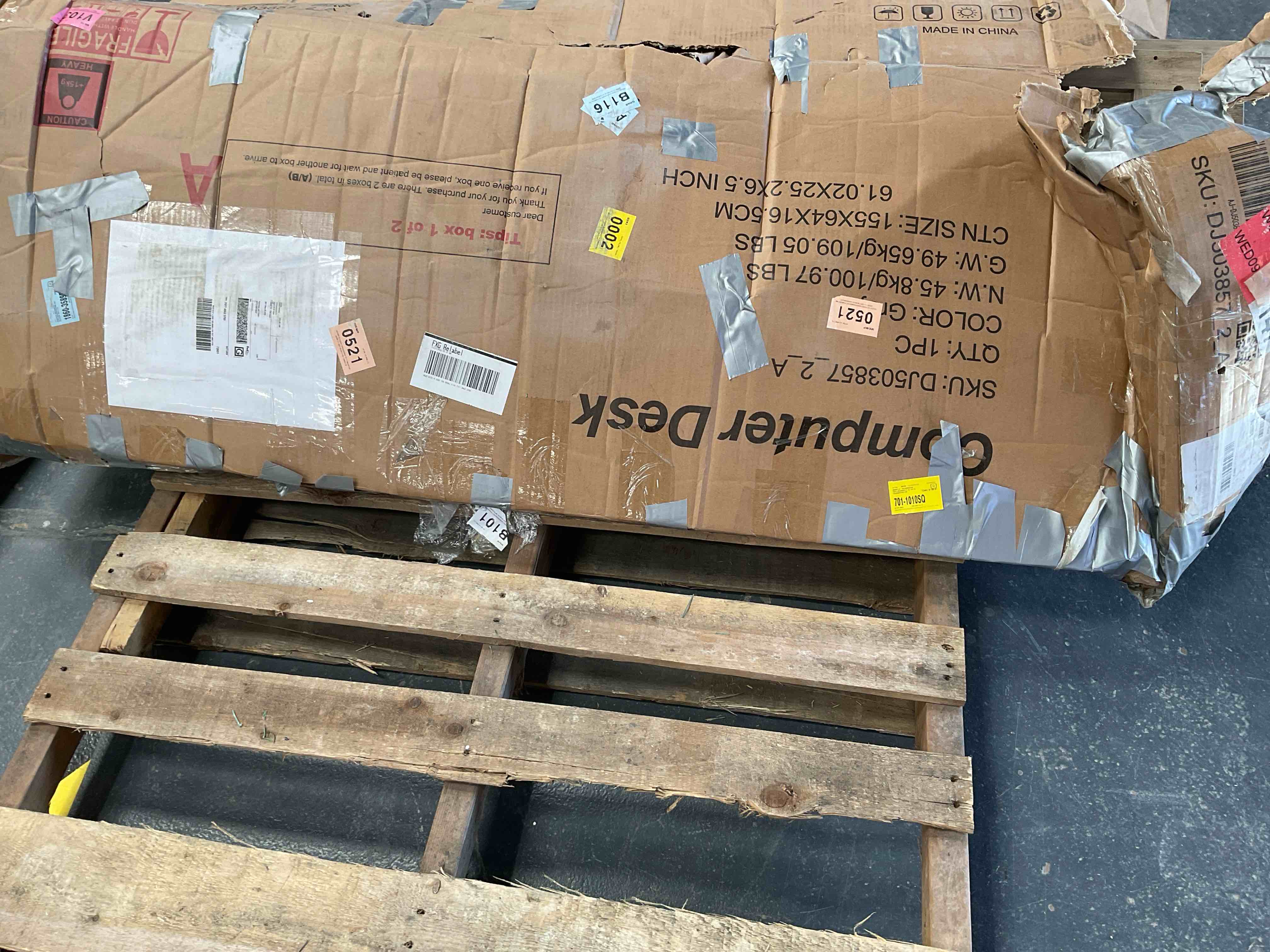 Condition photo showing Good Condition for Daylon 48'' Computer Desk with File and Storage Drawers, Writing Desk with Keyboard Tray&Practical Hook and Open Compartments