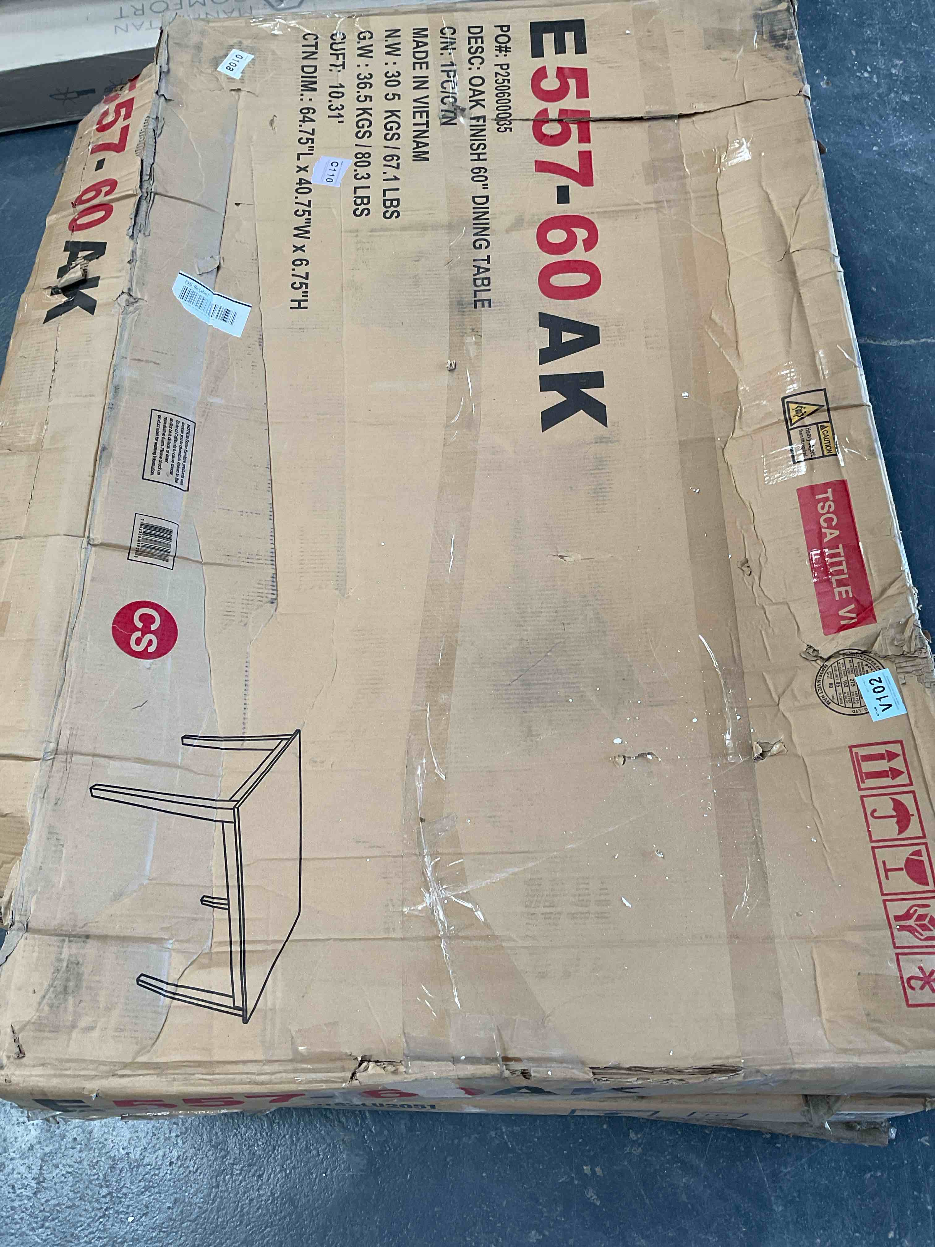 Condition photo showing Good Condition for Oak Finish 60” Dining Table