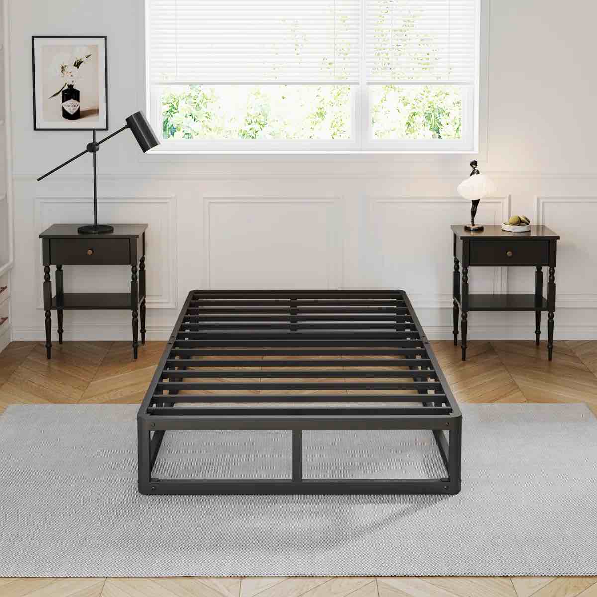 Jessine 8 Inch Metal Box Spring, Fabric - Covered, Easy Assembly Mattress Foundation