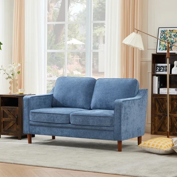 Blue Chenille Loveseat