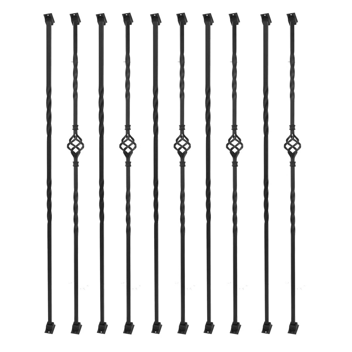10pcs stair balusters 1/2" square metal stair balusters with baluster swivel shoes