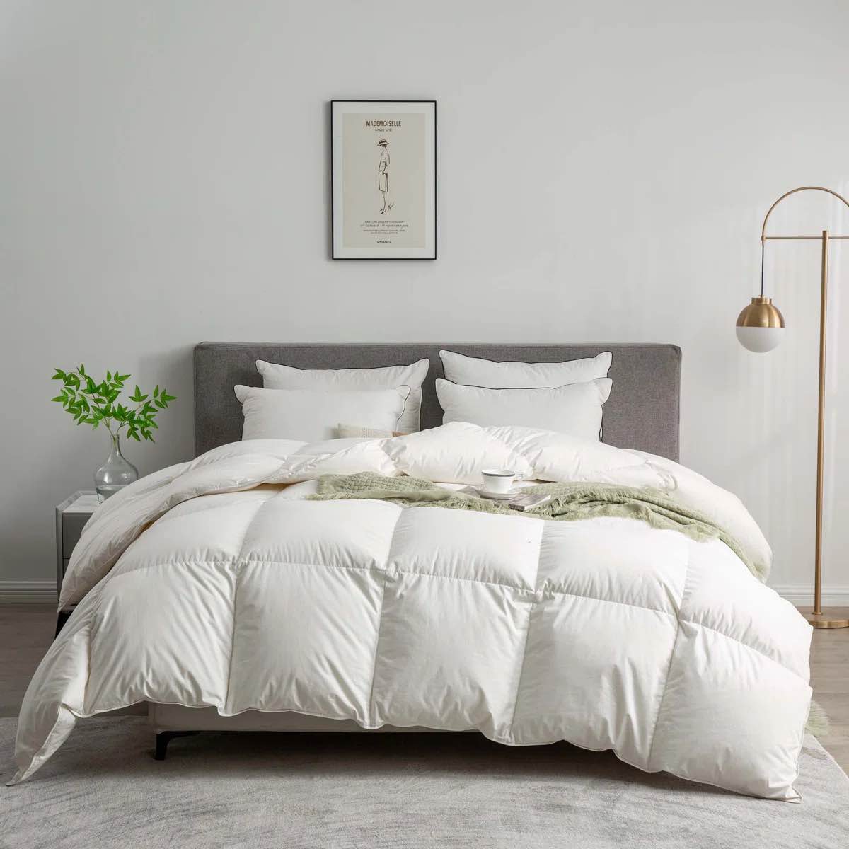All Season Feather Down Comforter Cotton Blend Cover Duvet Insert
