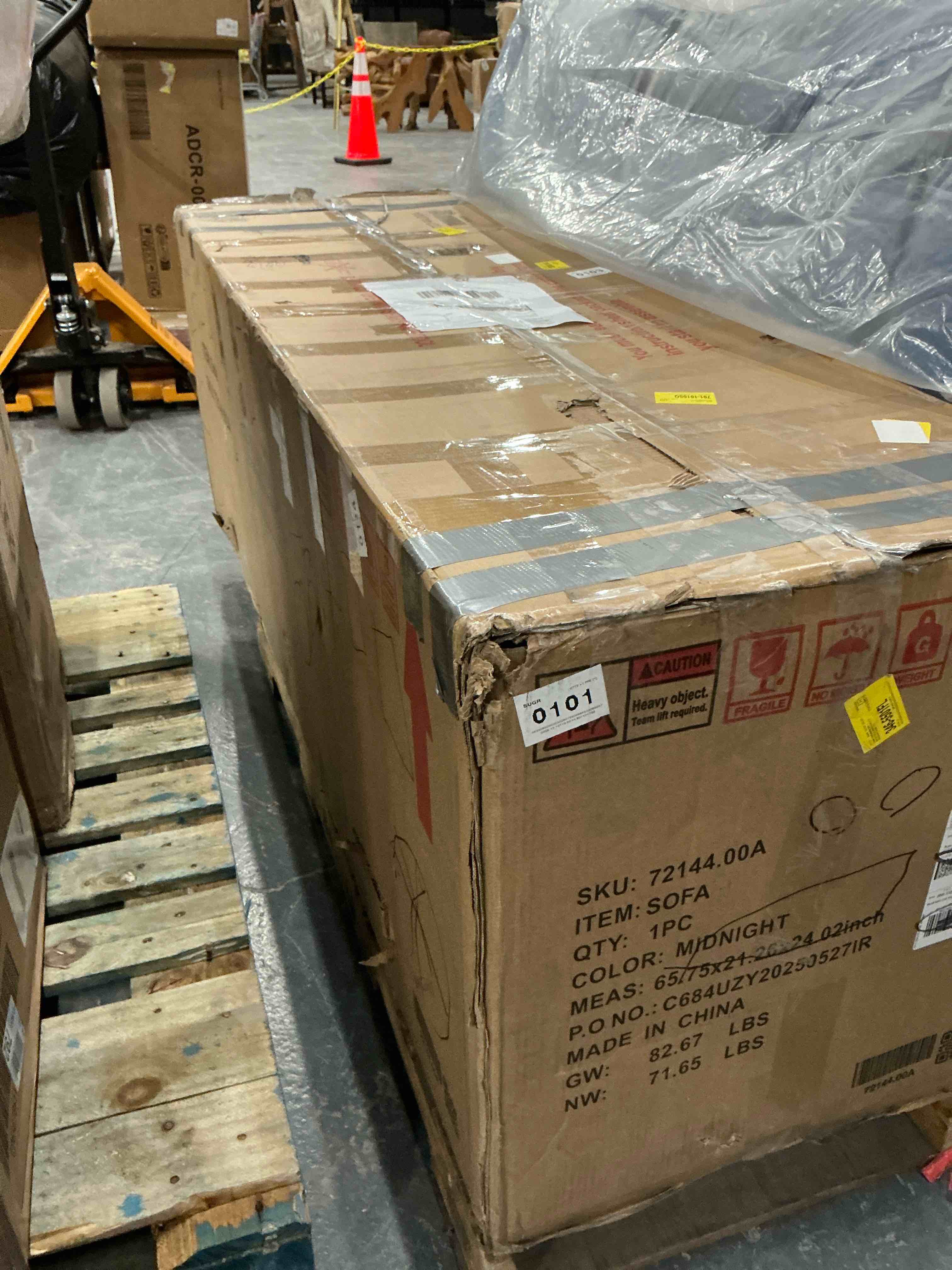 Condition photo showing Good Condition for Arely Faux Leather Tuxedo Arm Sofa