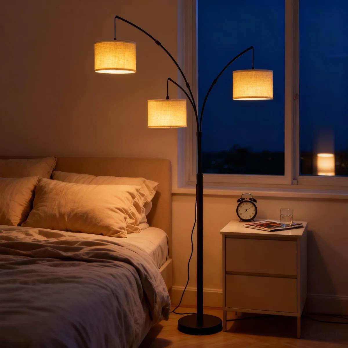 80" 3-light Dimmable 3-color Temperature, Arc Floor Lamps With Remote Control, Modern Tall Standing Lamp