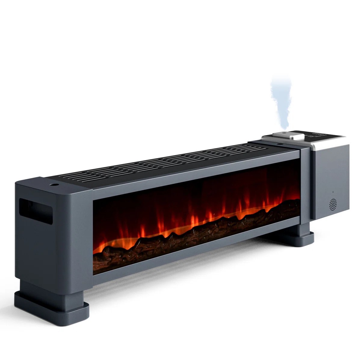 1800w Electric Baseboard Heater With Realistic 3d Flame, Remote Control, 12h Timer, Adjustable Thermostat, Quiet Portable Indoor Space Heater For Bedroom Home