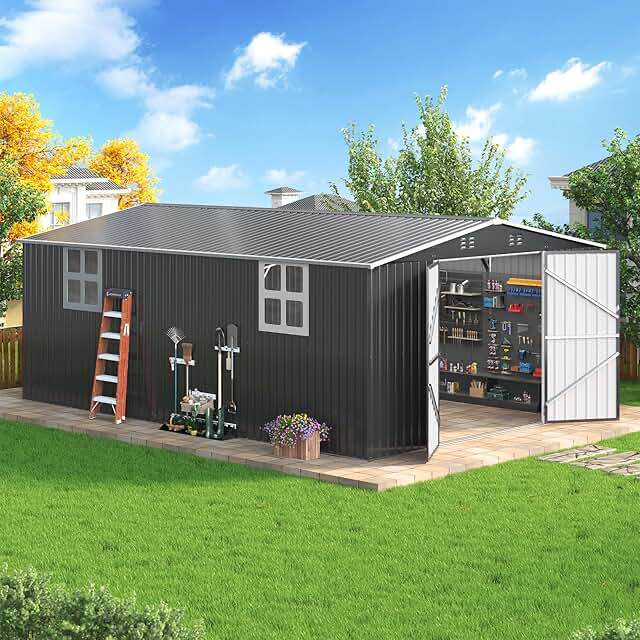 12 ft. W x 18 ft. D Metal Outdoor Storage Shed with Lockable Door, Windows and Vents