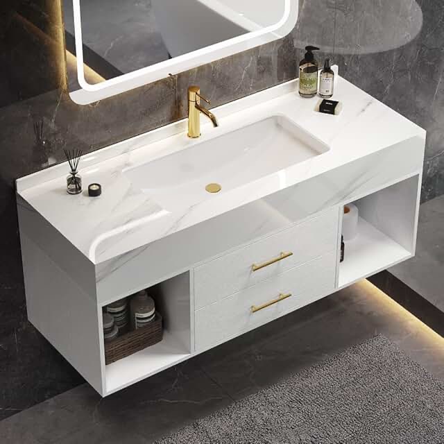 Modern 39.4\u0027\u0027 Floating Bathroom vanity With Sink , Wall Mounted Bathroom Cabinet