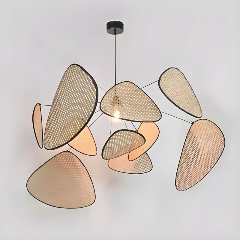 Modern Style Beige Pendant With Rattan Art Shade For Living Room