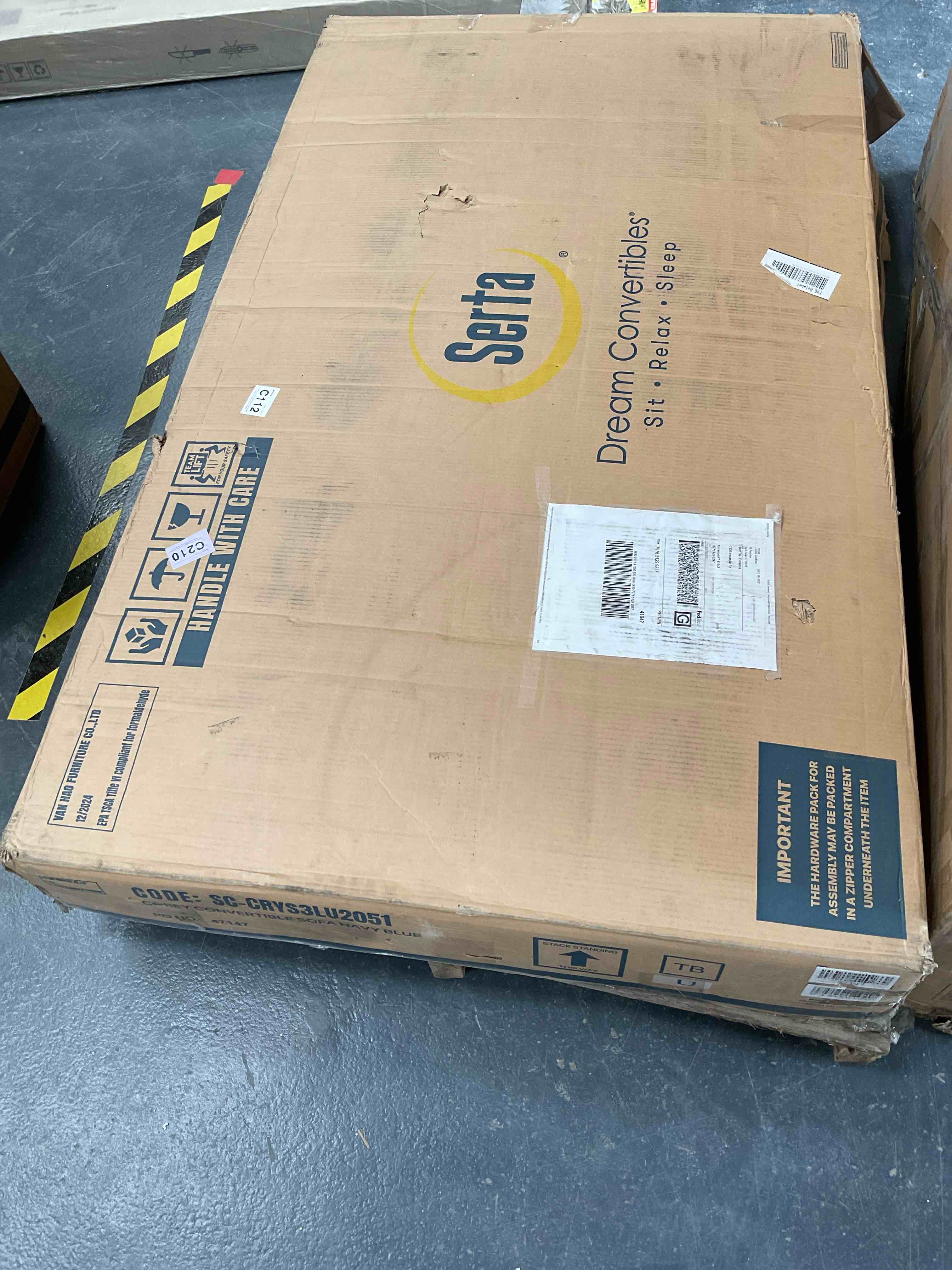 Condition photo showing Good Condition for Corey Convertible Sofa Navy Blue