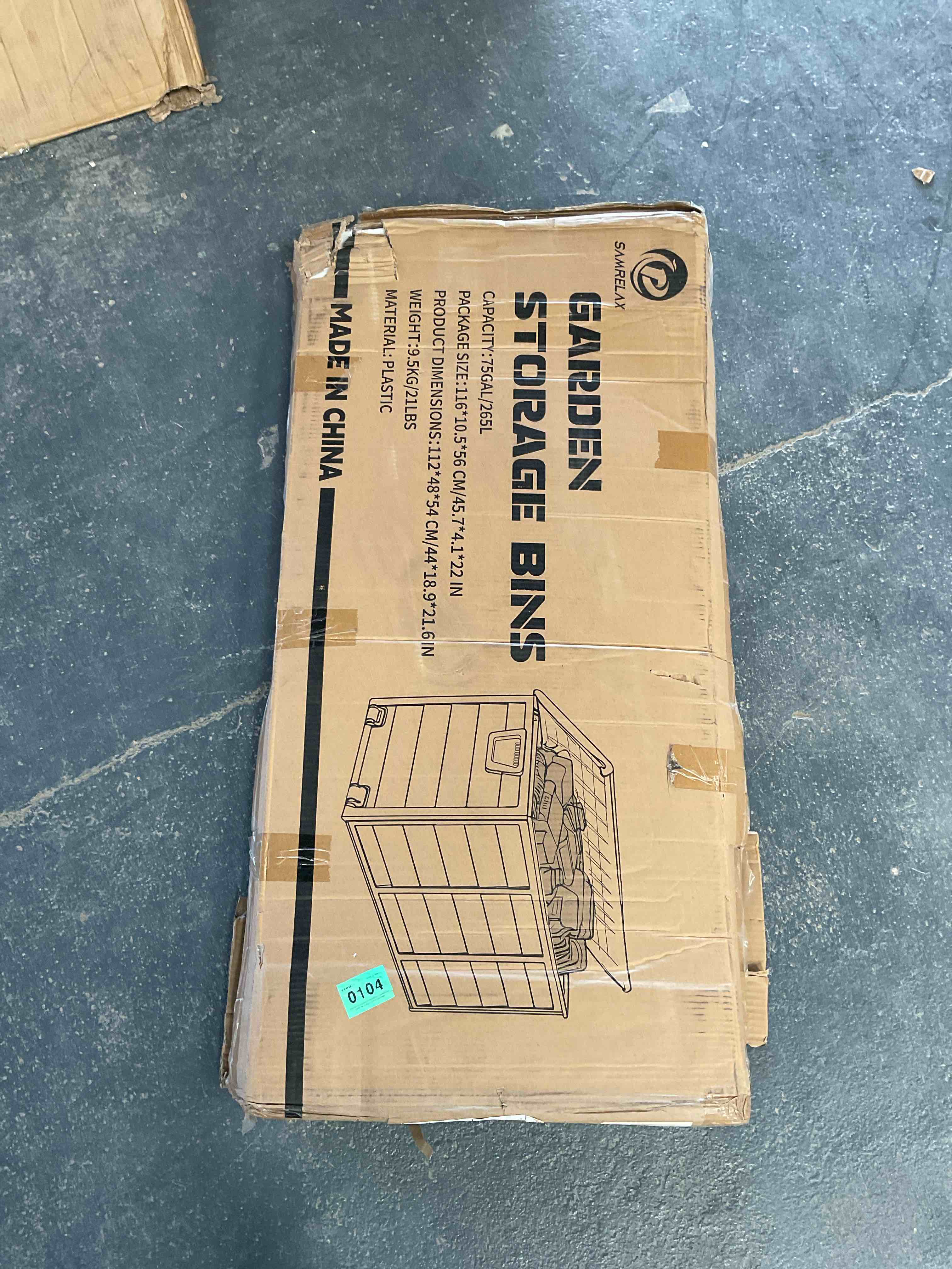 Condition photo showing Good Condition for 75 Gallon Resin Deck Box, Lockable Patio Outdoor Storage Box for Furniture, Garden Tools and Tools Storage, Waterproof Outside Storage Boxes - Black