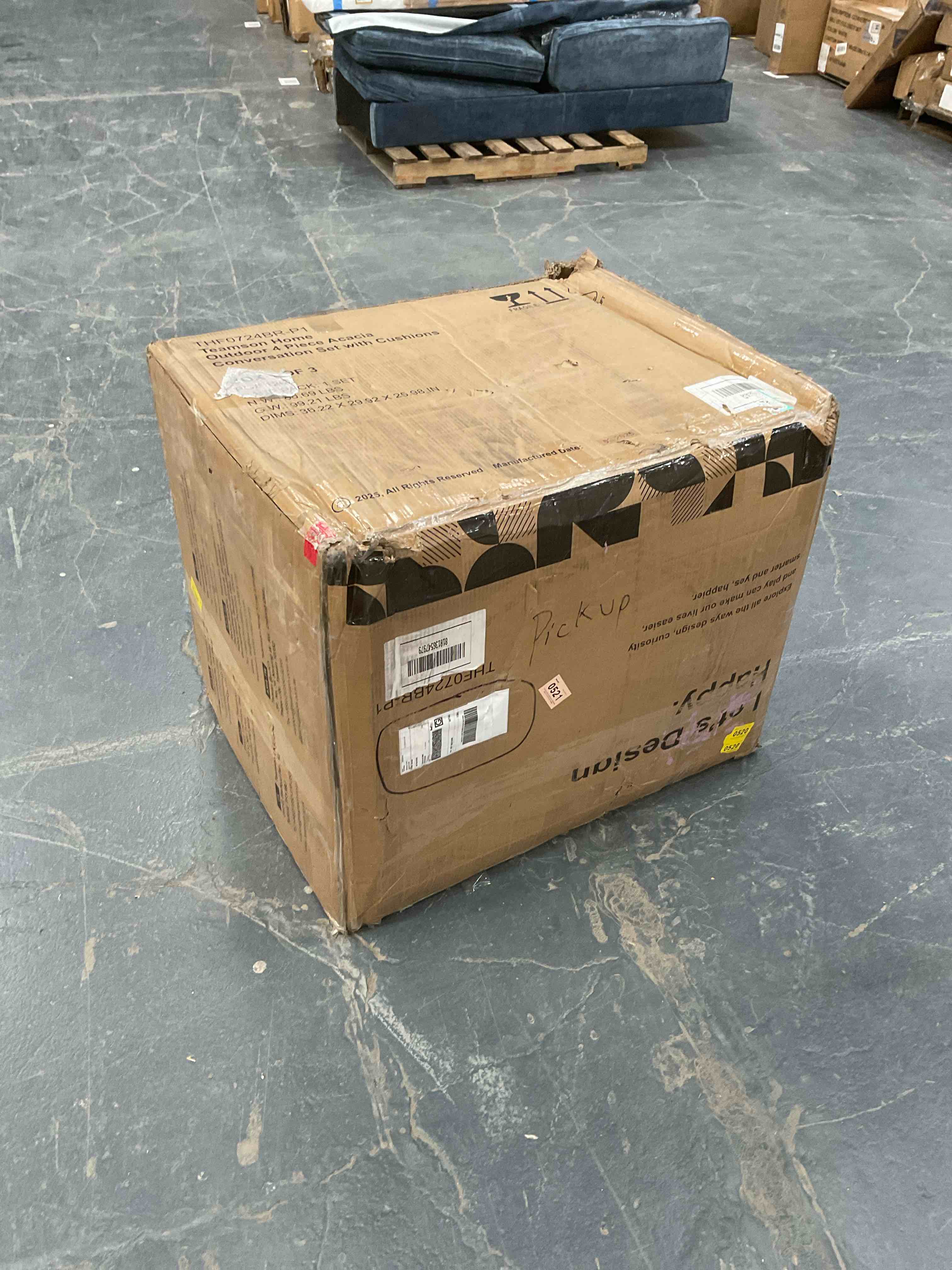 Condition photo showing Good Condition for Outdoor 4 Piece Acacia Conversation Set with Cushions