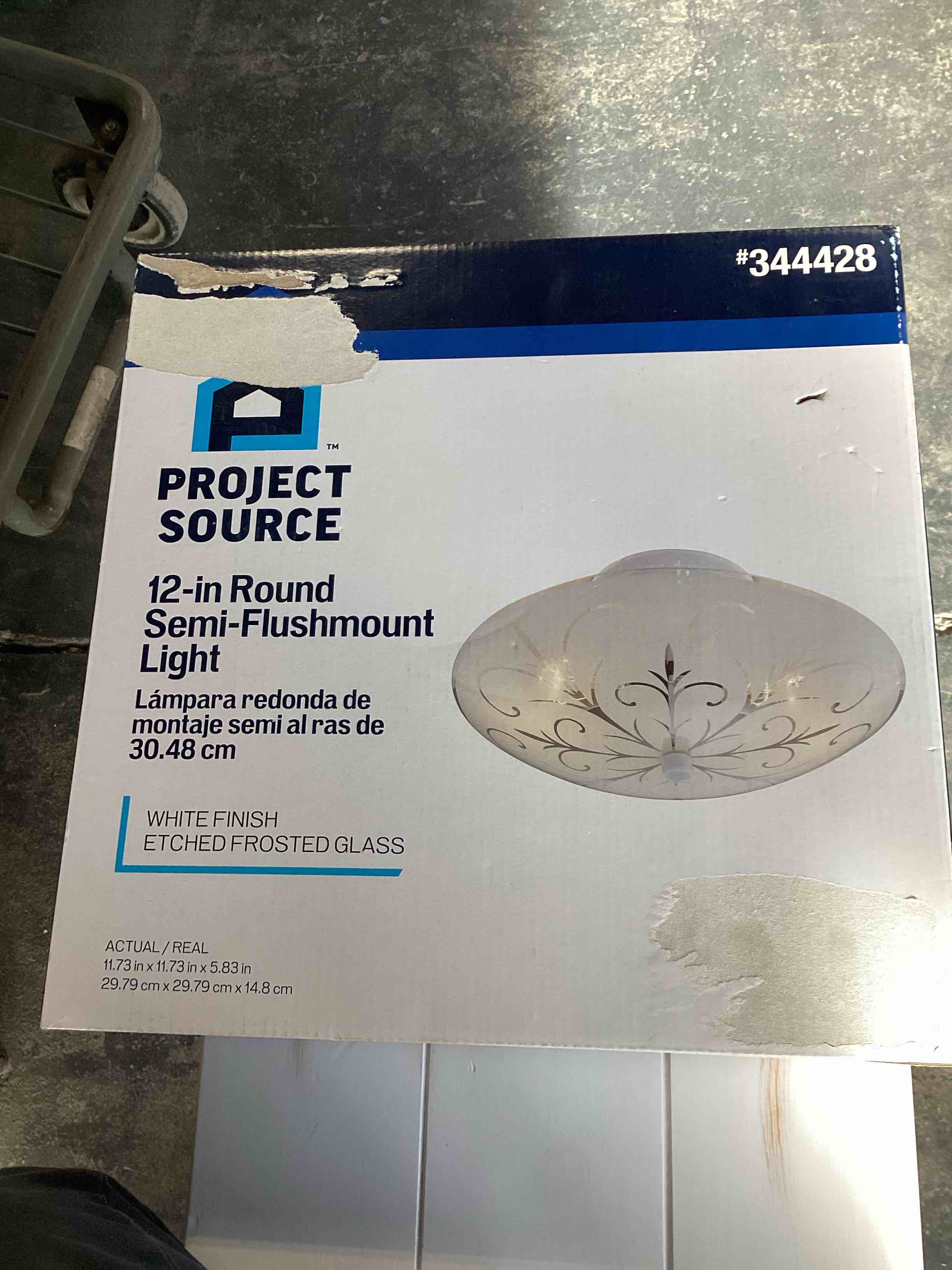 Condition photo showing Good Condition for Semi-flush Mount Ceiling Light Fixture White Frosted Glass Shade 12 Inch 2 Bulb
