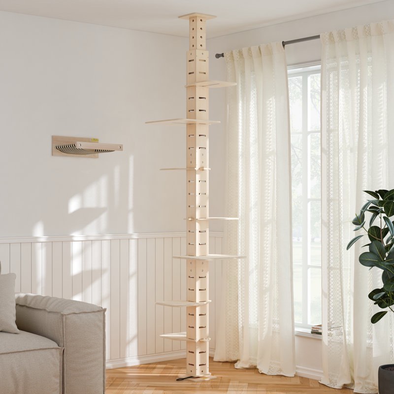 114"H Floor-to-Ceiling Cat Tree Tower, Adjustable Height