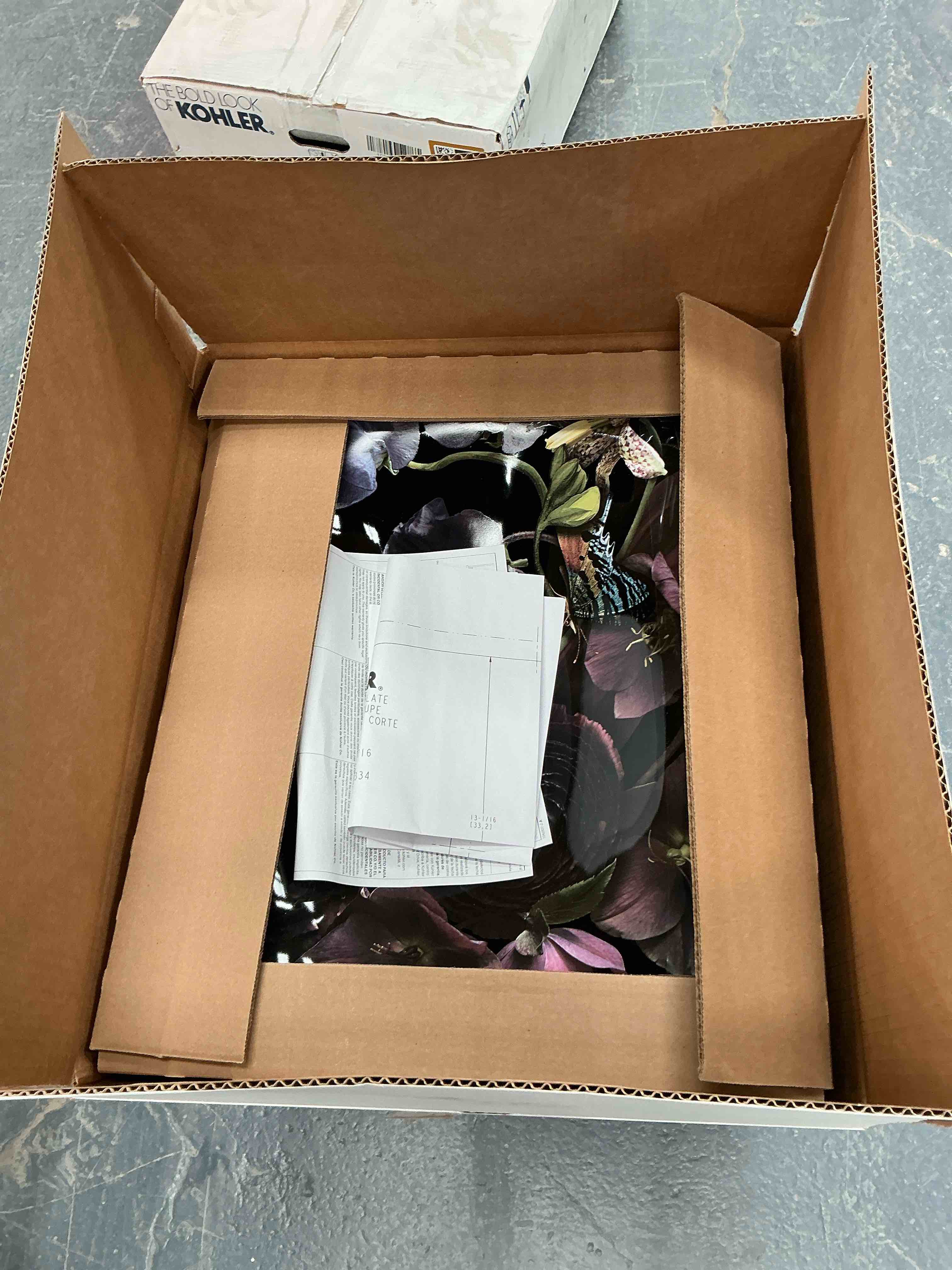 Condition photo showing Good Condition for Kohler Dutchmaster Midnight Floral Rectangle Wading Pool Bathroom Sink