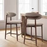 Upholstered Counter Stool Solid Wood Bar Stool