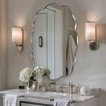 Contemporary Wavy Oval Scalloped Bathroom Vanity Mirror Irregular Decorative Mirror| Stainless Steel Framed
