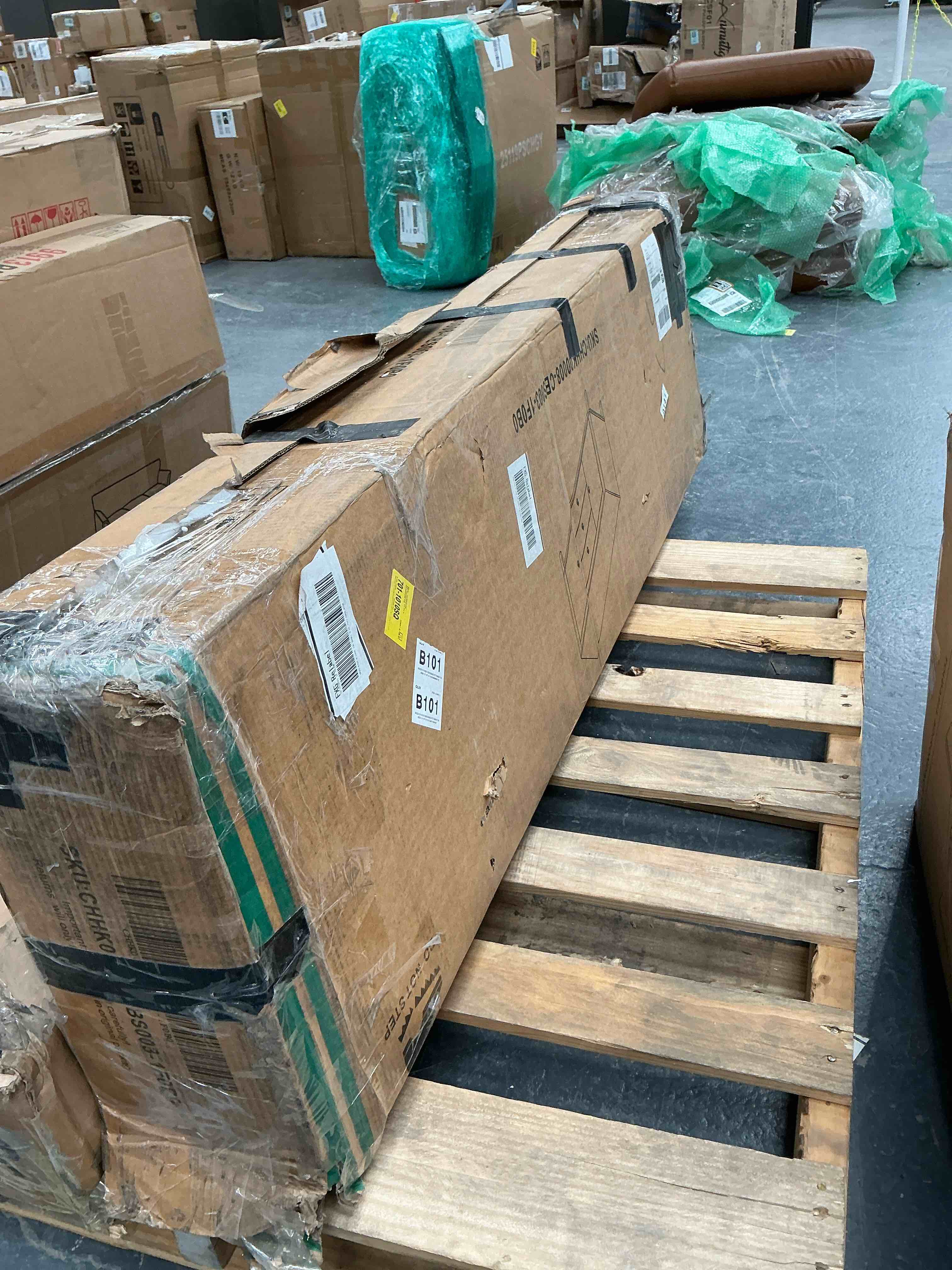 Condition photo showing Good Condition for Dorne 60" Modern High Gloss Burl Sideboard with Adjustable Shelves