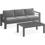 3 Seats Sofa With Patio Coffee Table