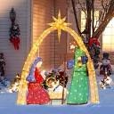 LED Illuminated Outdoor Nativity Figure, Fabric \u0026 Iron Holiday Decor