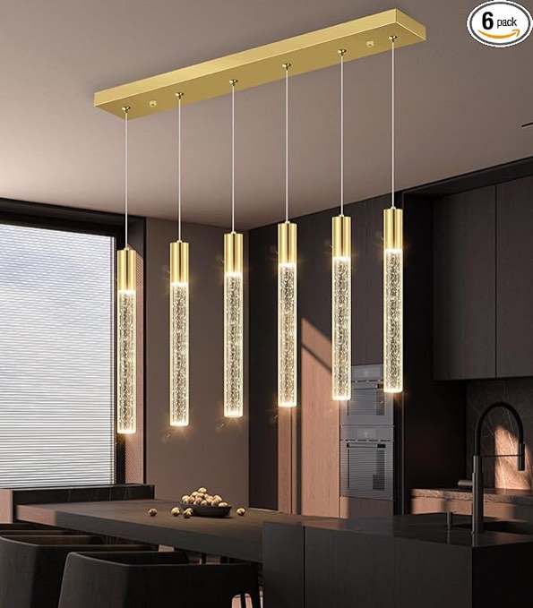 6 - Light Crystal Kitchen Island Pendant Light