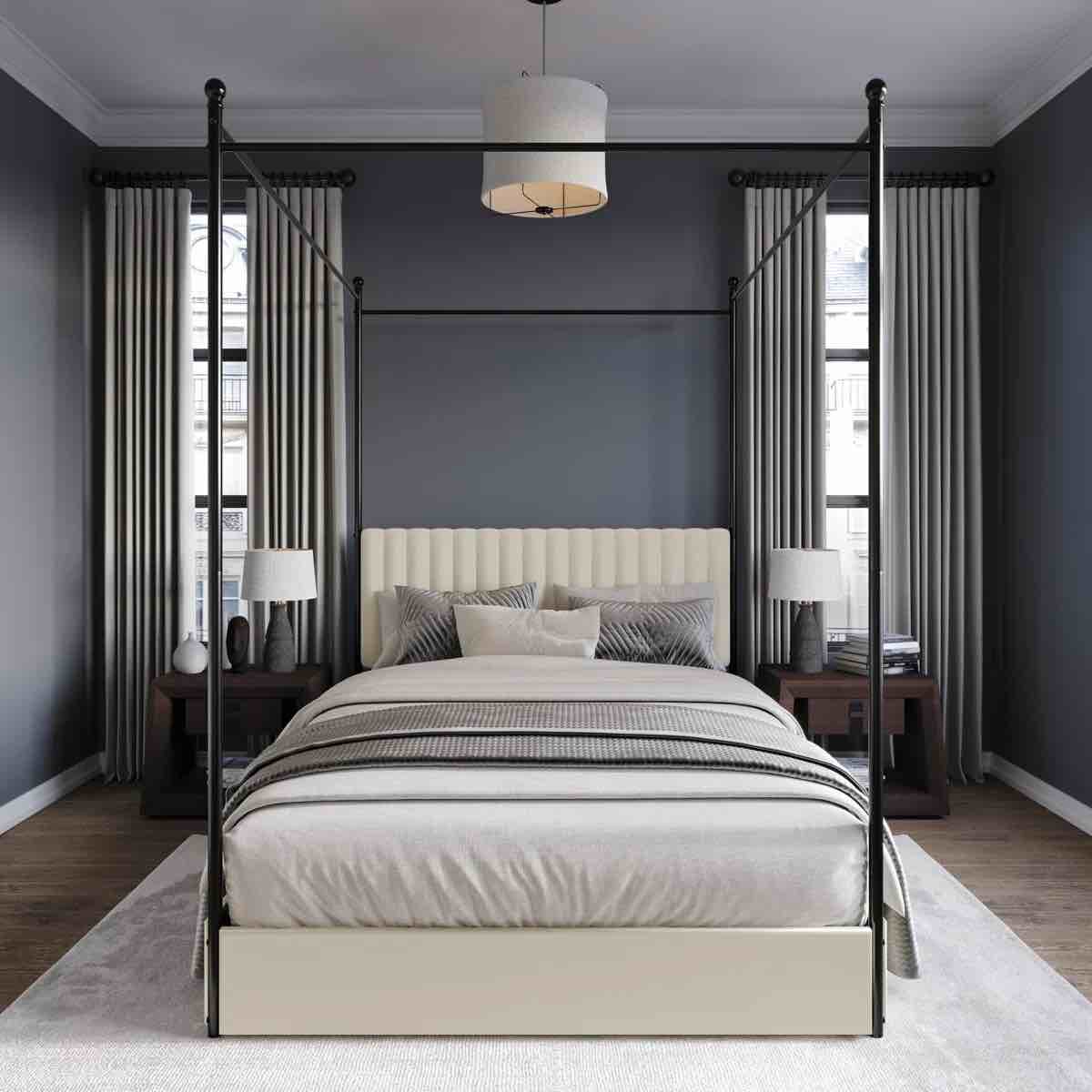 zahiya upholstered metal storage canopy bed hardware 