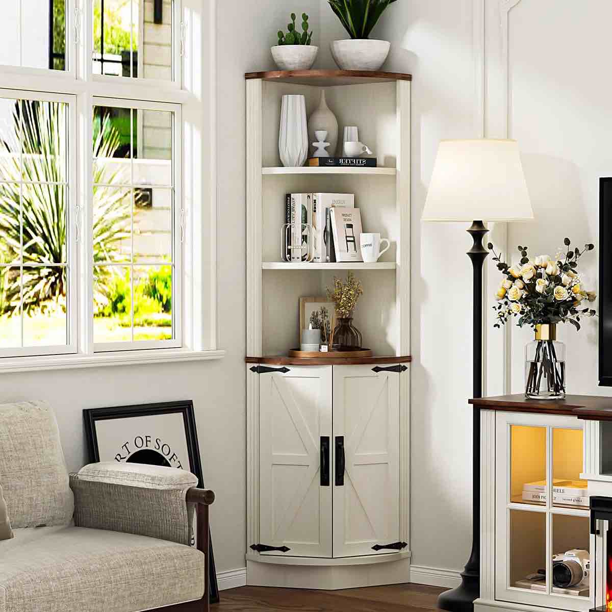 Corner Cabinet With Barn Door Design