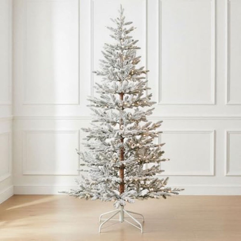 Condition photo showing Good Condition for Pre-Lit Flocked Faux Alpine Balsam Tree, 780 Tips, 170 Warm White & Multicolor LED Lights, 10 Modes, Slim Artificial Christmas Tree