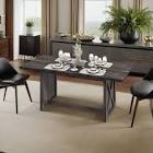 Wood Dining Table For 6-8 People, 70.8" Modern Rectangle Kitchen Table With Wood Base For Dining Room