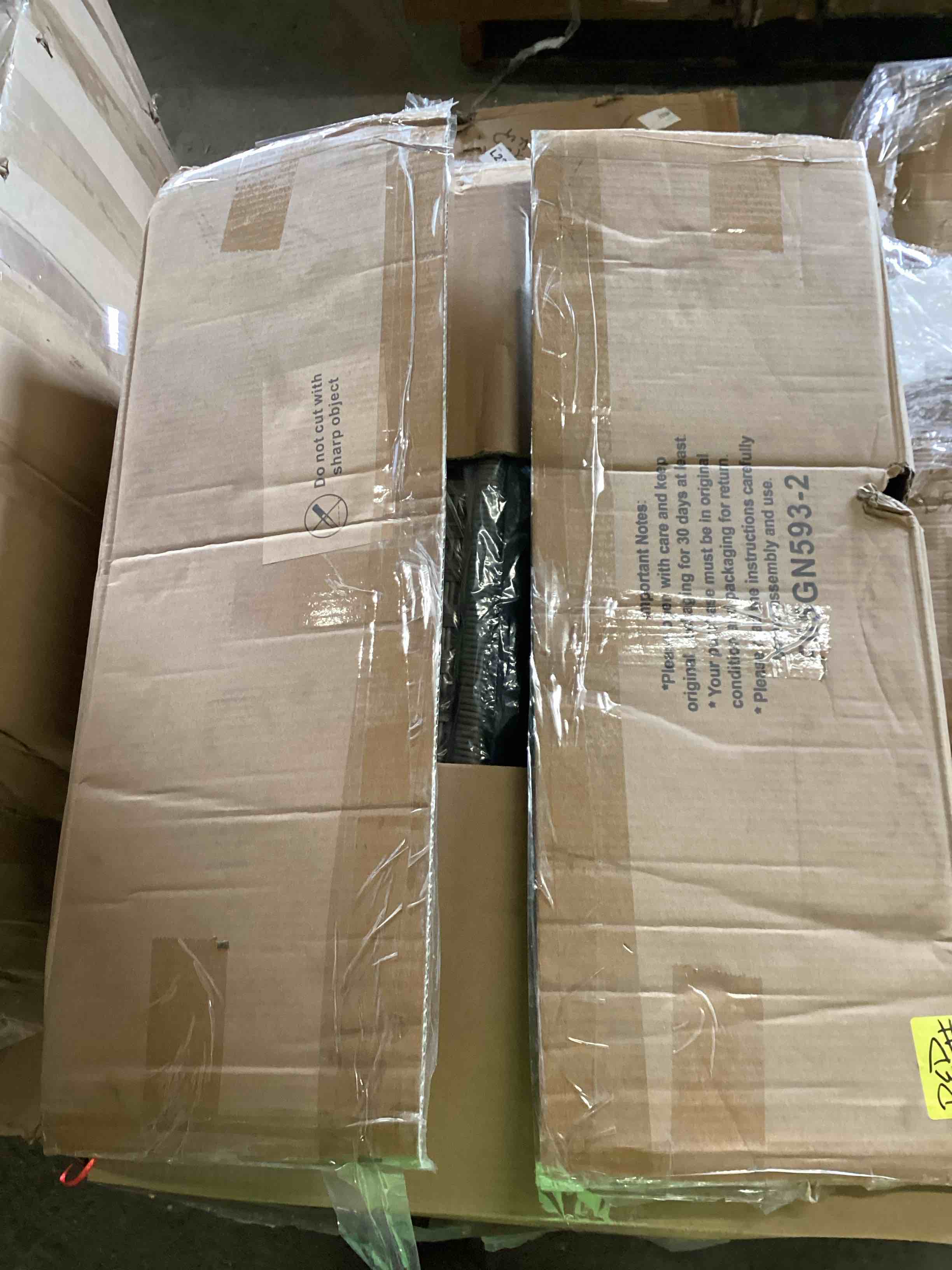 Condition photo showing Good Condition for (INCOMPLETE BOX 1 of 2) Wicker Outdoor Patio Furniture Set - 5 Piece Patio Conversation Set with 2 Swivel Rocker Chairs,2 Rattan Ottoman and 1 Metal Side Table for Outside Porch Deck Backyard Garden(Mixed Grey/Beige)