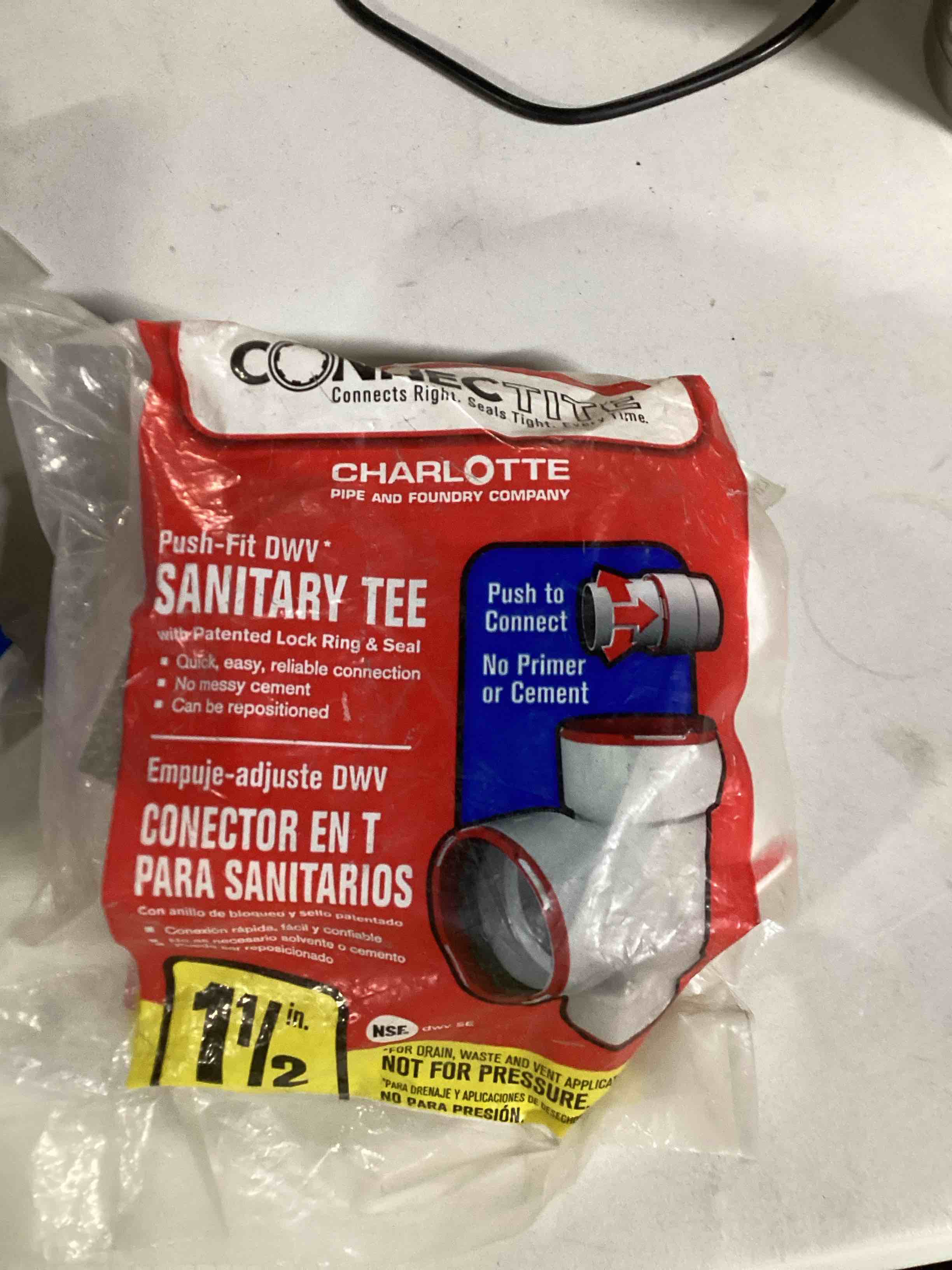 Condition photo showing Good Condition for CHARLOTTE PIPE 1 1/2 CONNECTITE Sanitary TEE DWV (Drain, Waste and Vent) (1 Unit Piece)