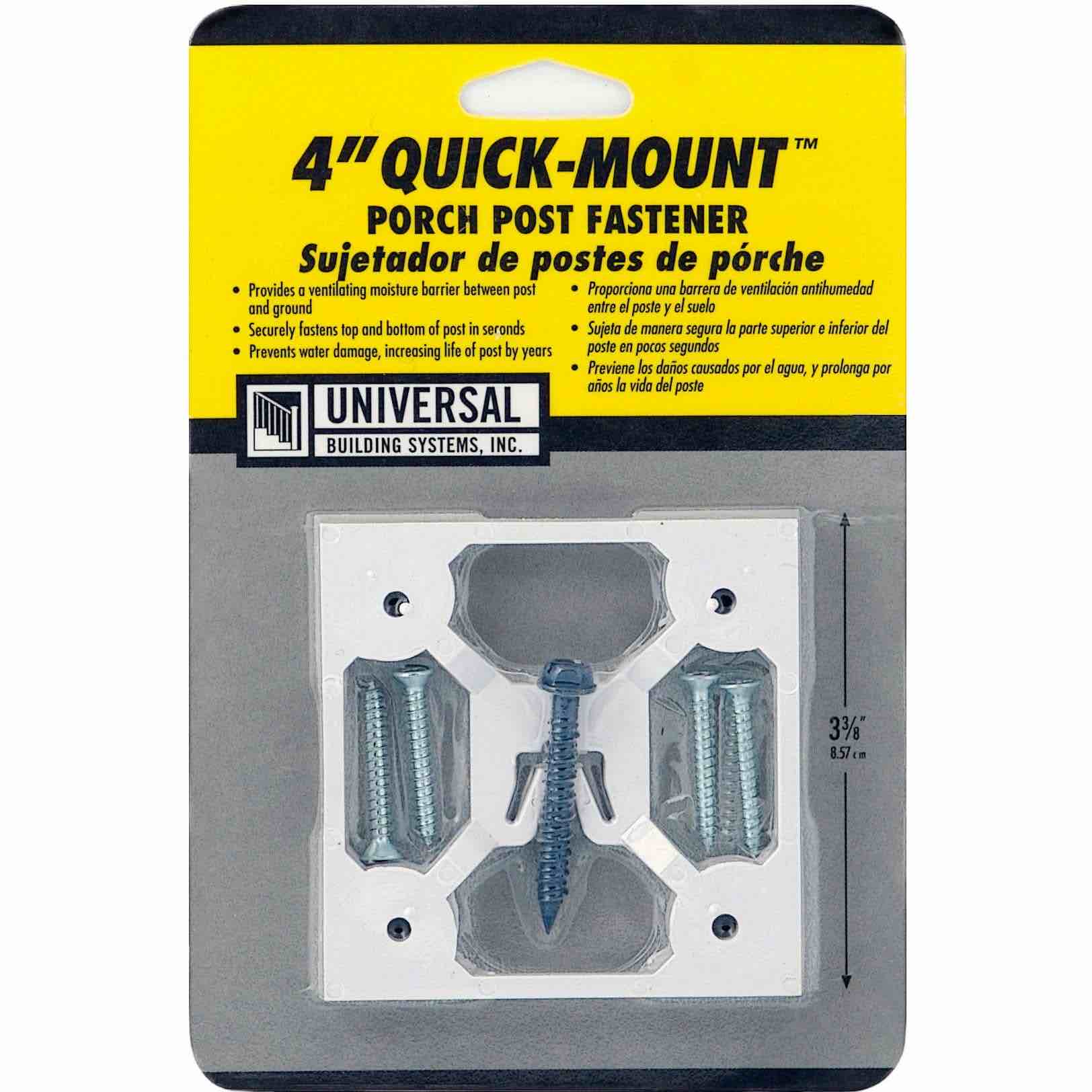 Universal Building Systems 4 4.00 x 4.00 x 0.50 Inches Quick Mount Porch Post Fastener Bracket