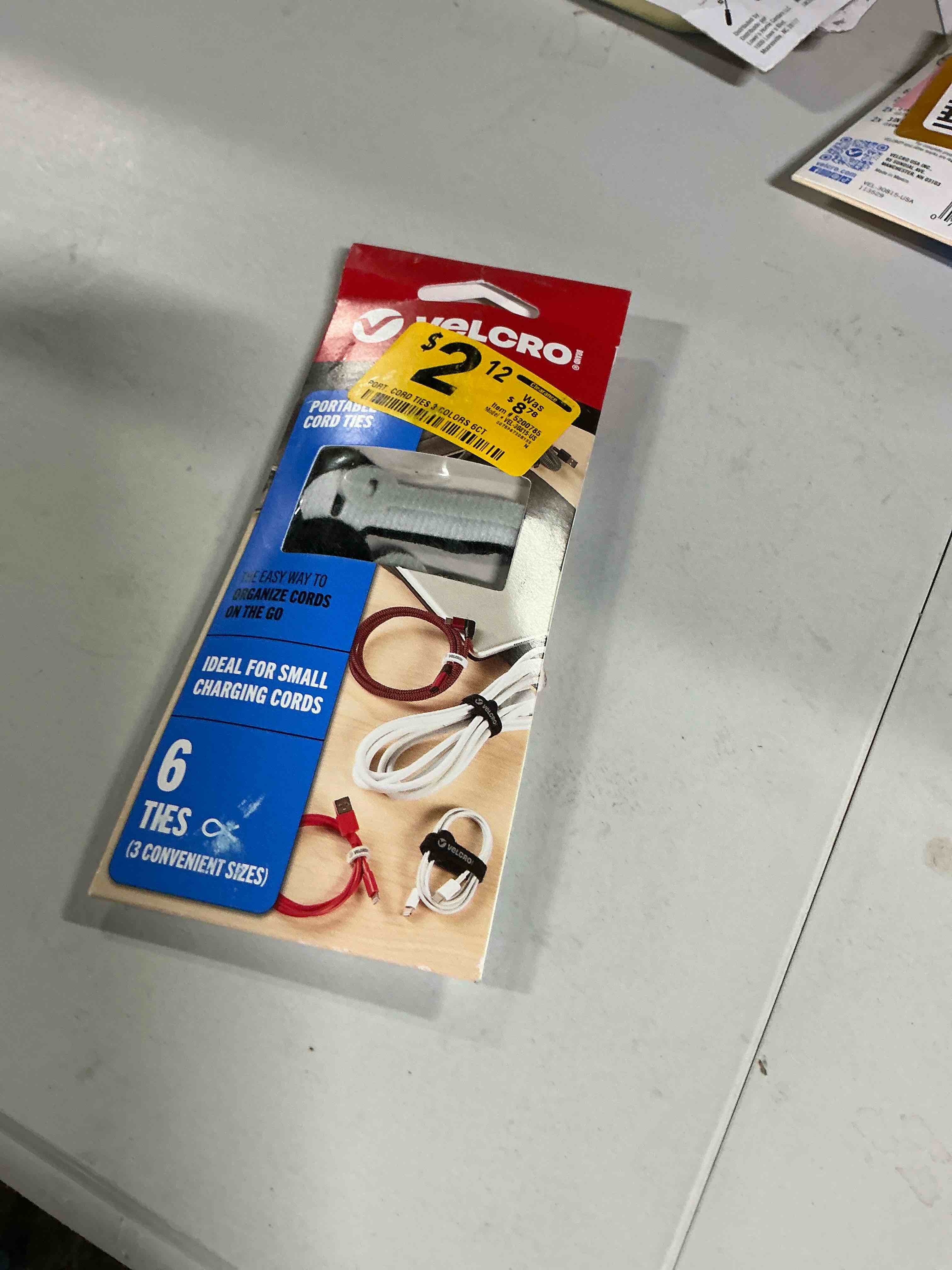 Condition photo showing Good Condition for Portable Cord Ties 2 3  x 0.25 / 2 5  x 0.38 / 2 7  x 0.5  Black/Gray/White 6/Pack VEL30815USA