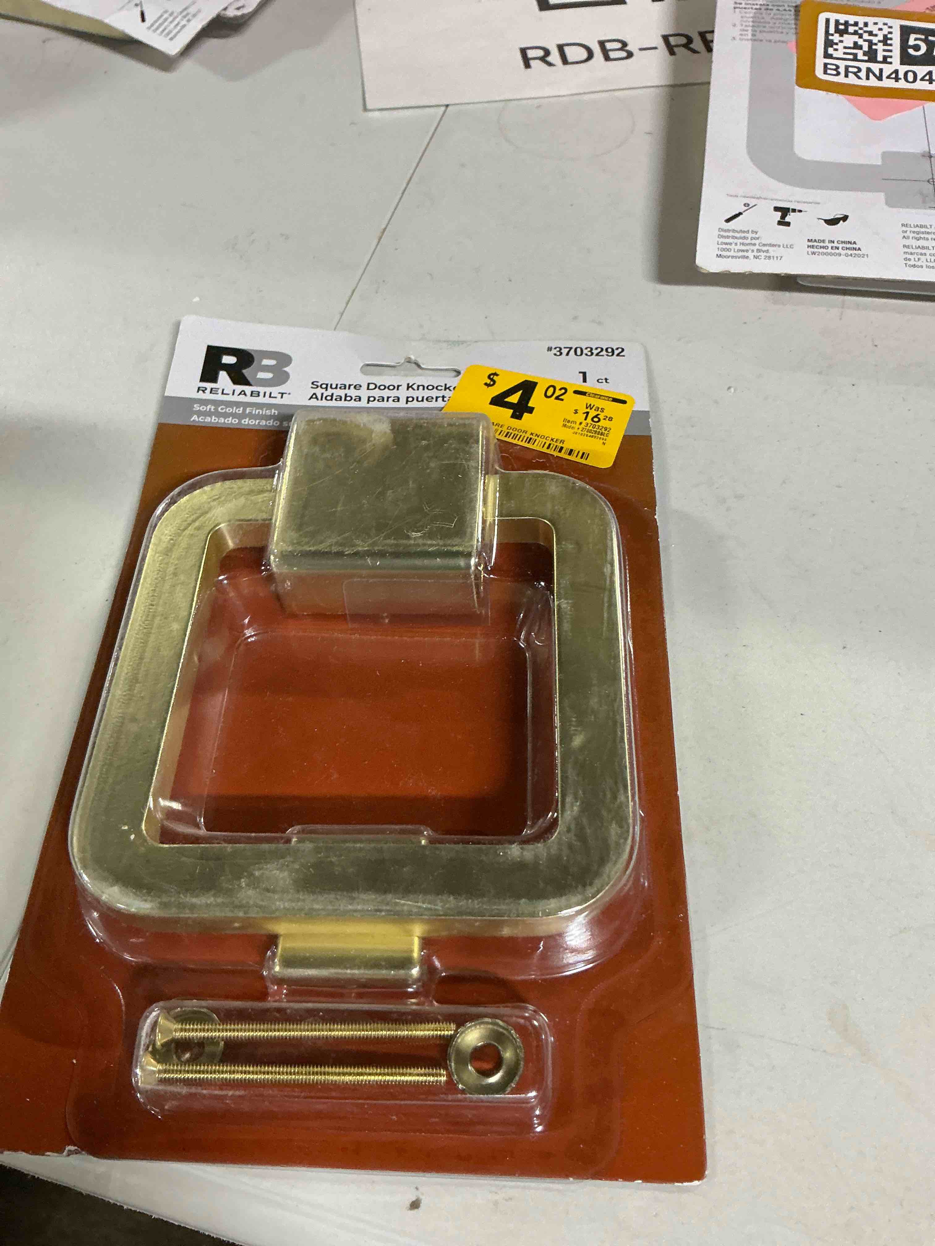 Condition photo showing Good Condition for RELIABILT RB SG SQUARE DOOR KNOCKER