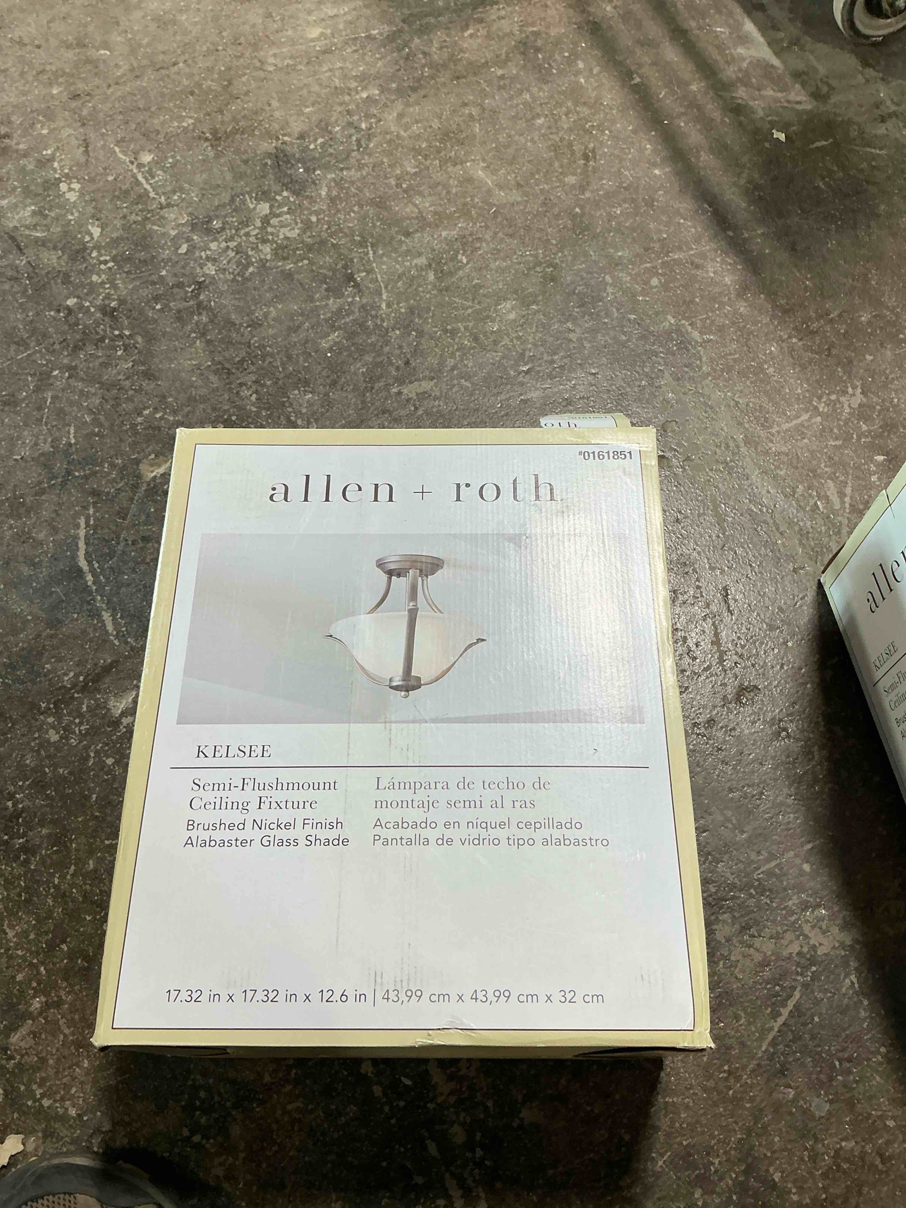 Condition photo showing Good Condition for Portfolio 17.32-in W Brushed Nickel Alabaster Glass Semi-Flush Mount Light