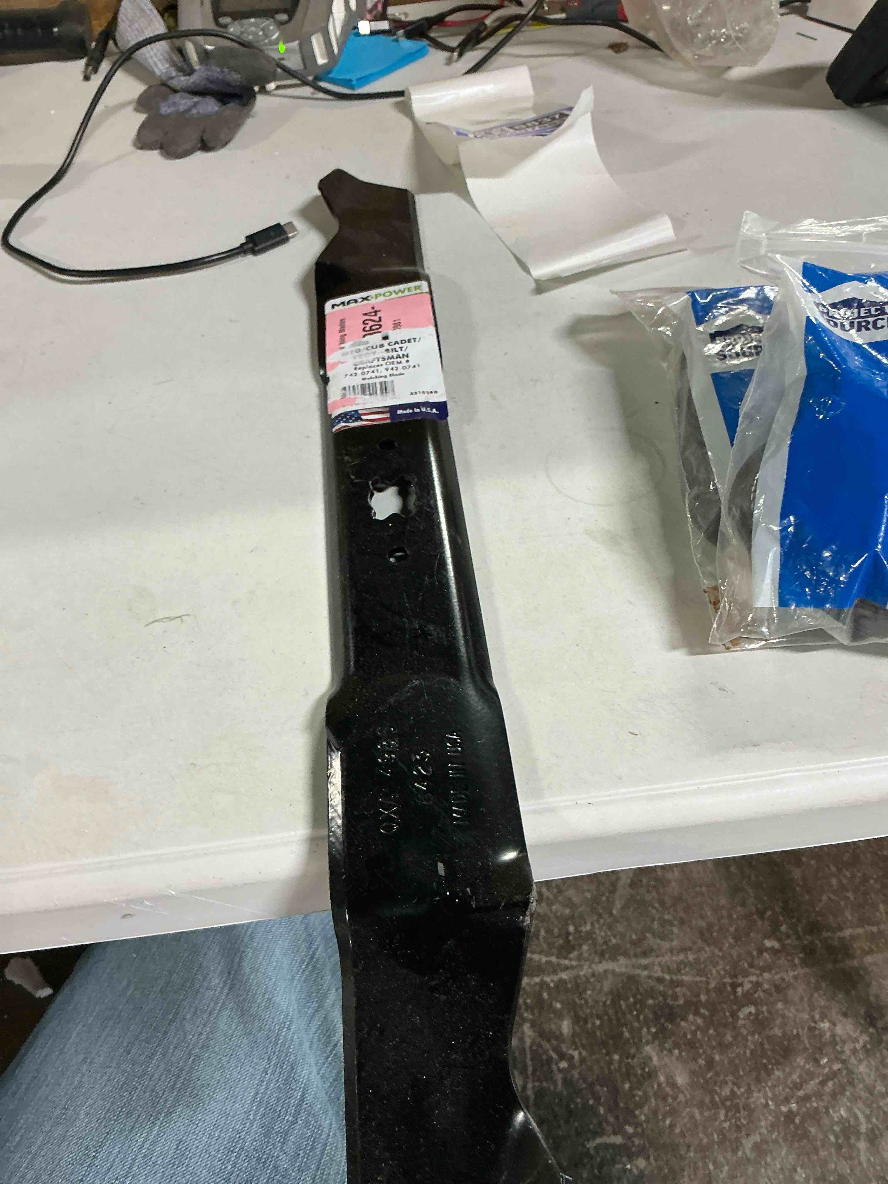 Condition photo showing Good Condition for MaxPower Mulching Blade for 21 in. Cut MTD, Cub Cadet, Troy-Bilt, Craftsman Mowers Replaces OEM #'s 942-0741, 742-0741