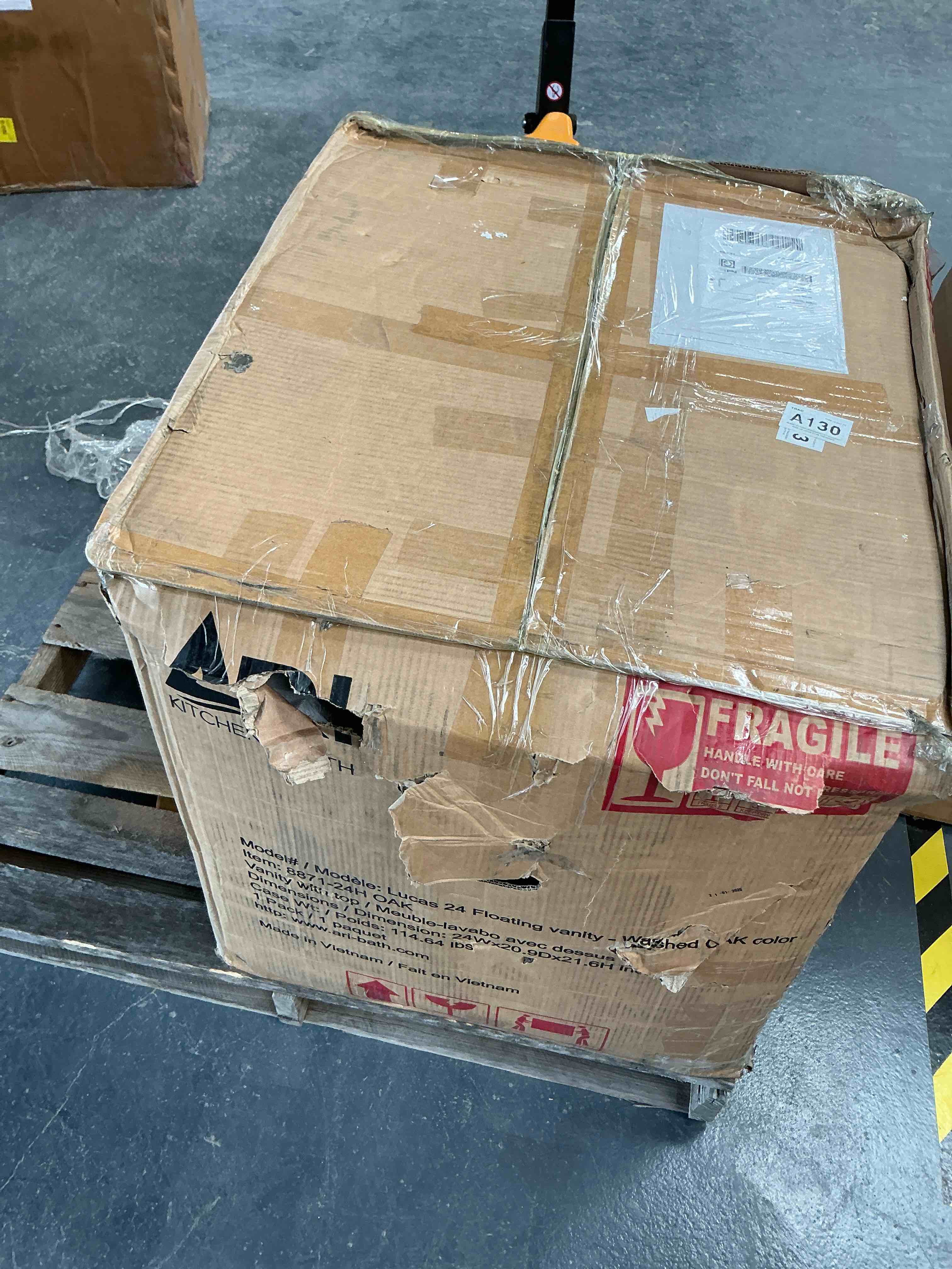 Condition photo showing Good Condition for (sink is broken )Bueche 24" Single Floating Bathroom Vanity With Engineered Quartz Top