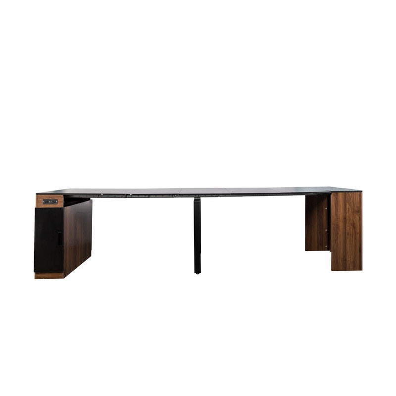 modern multifunctional extendable dining table with outlet, space saving expanding table with storage for party, weddings, meetings, celebrations
