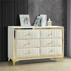 Velvet 6 Drawer Dresser Fully Assembled with Gold Trim