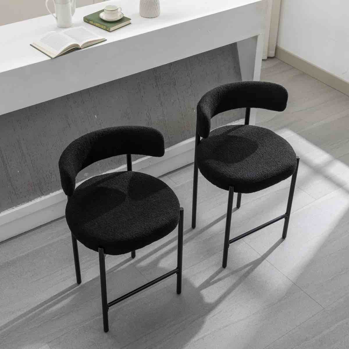 najira upholstered 24'' counter stool with metal frame