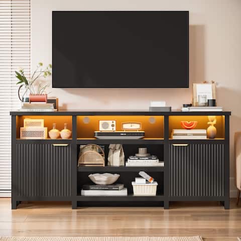 75 Inch Modern Media TV Console Table Cabinets with Doors