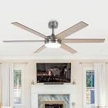 60in Indoor Integrated LED Nickel Reversible Ceiling Fan 