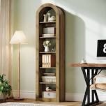 74.8" tall arched bookshelf, 6-tier narrow open bookcase