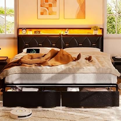 (incomplete box 1 of 2) eveline upholstered platform bed frame with high wingback headboard, king, textured ivory canvas (box 2 of 2)