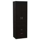 Tuhome Black Contemporary Engineered Wood Lisboa 2 Drawer 2 Door armoire