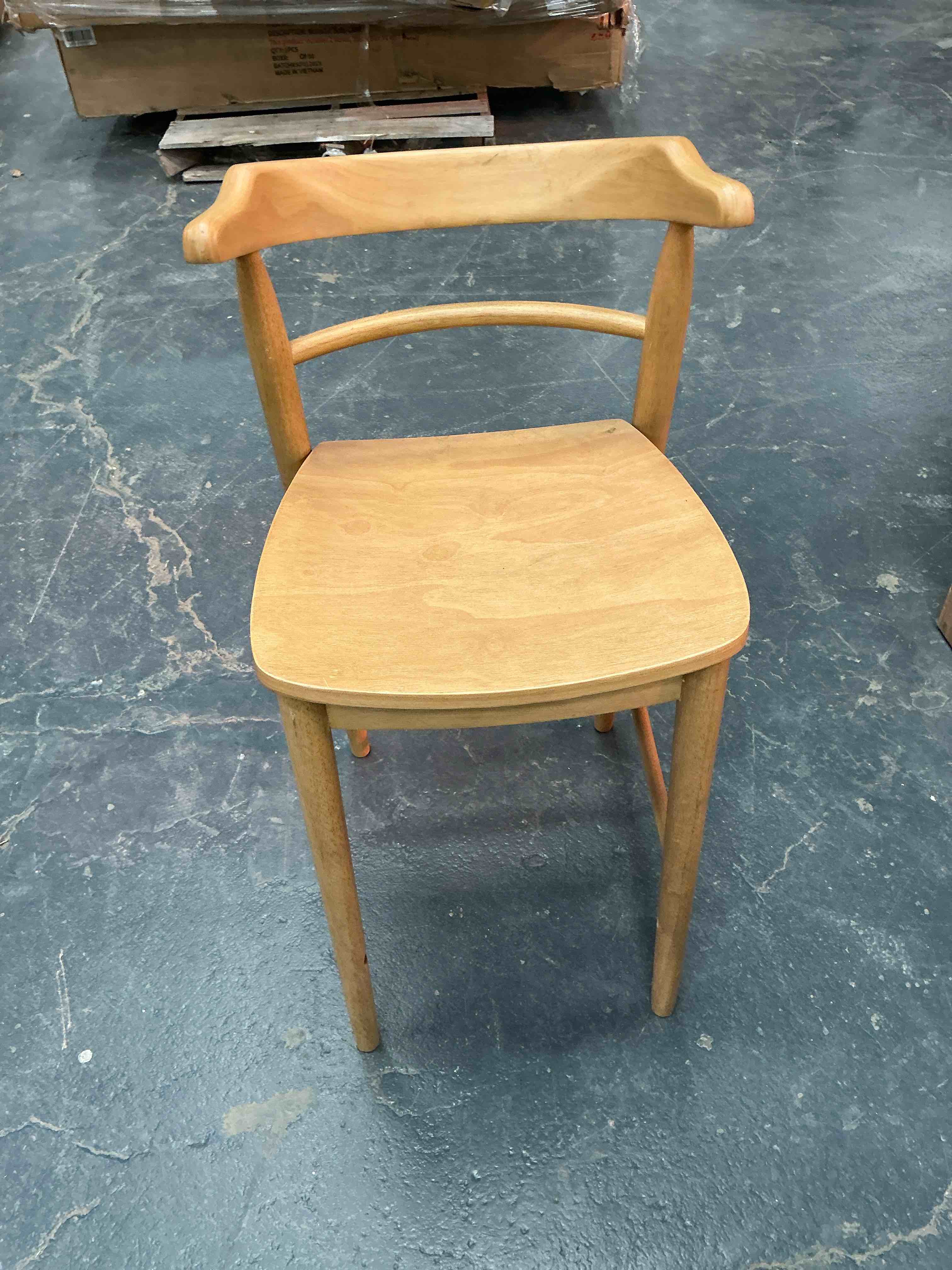 (MISSING TWO BRACES) WOOD BAR STOOL
