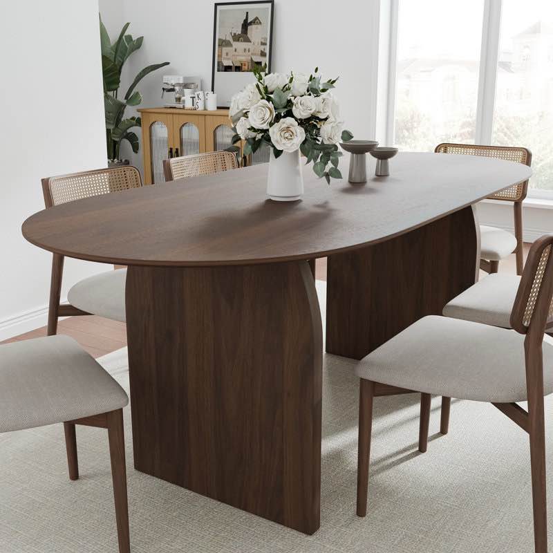 Oval Wood Dining Table Double Pedestal Kitchen Table