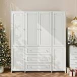 gaytes armoire 72.12'' h 90.7'' w with 6 doors wardrobe high gloss finish 2 mirrors 2 storage drawers